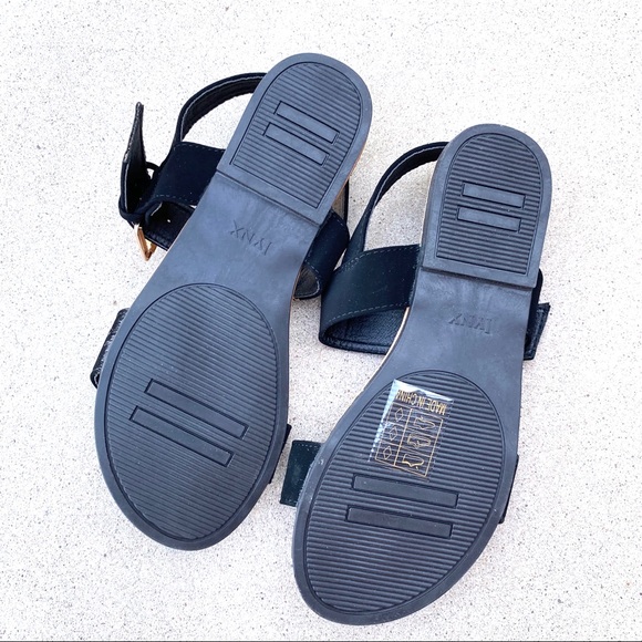 New Black Ankle Strap Vegan Suede Sandals WIDE - Picture 9 of 9